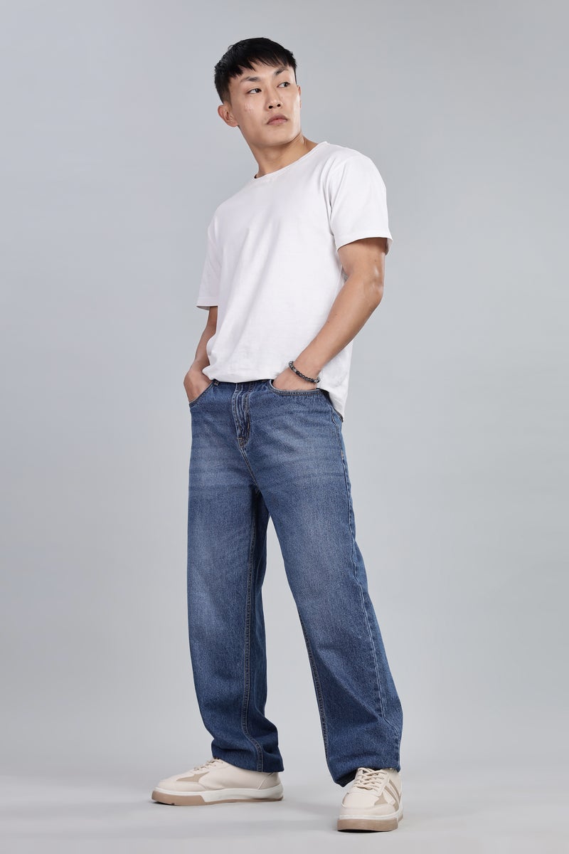 inkd جينز الرجال الكلاسيكي المسترخي – متوسط الارتفاع | 100٪ قطن | 5 جيوب | جينز واسع للرجل - Image 2